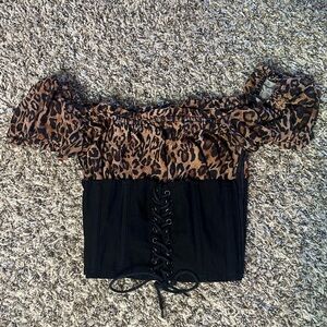 I.Am.Gia authentic Rhia leopard cropped corset top